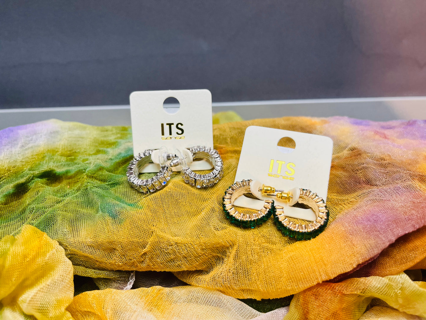 Gem circle earrings