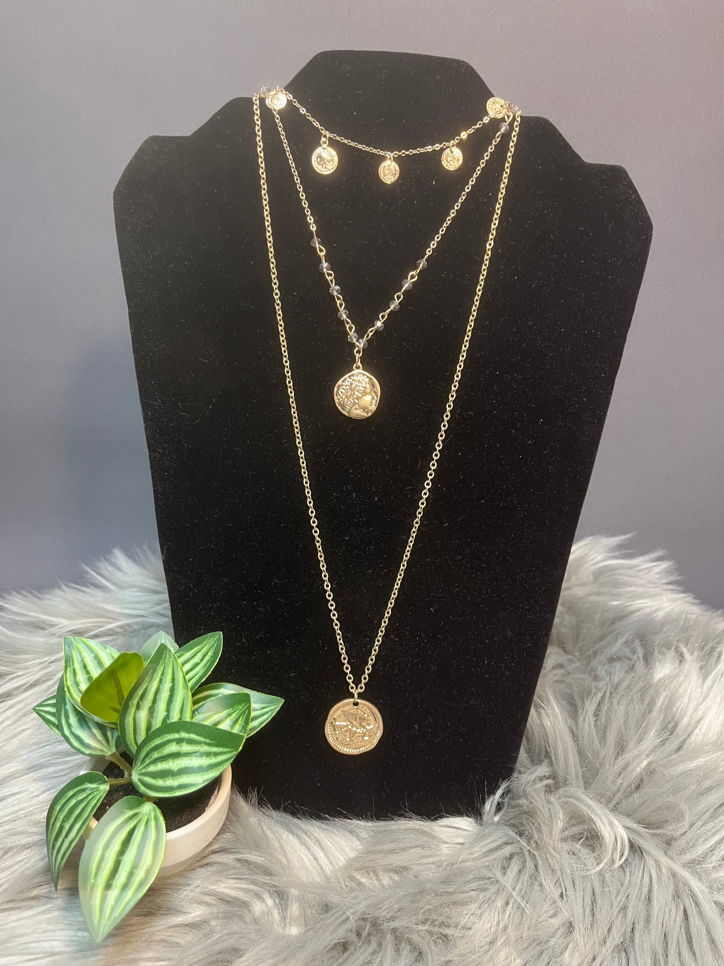 3 layer gold necklace