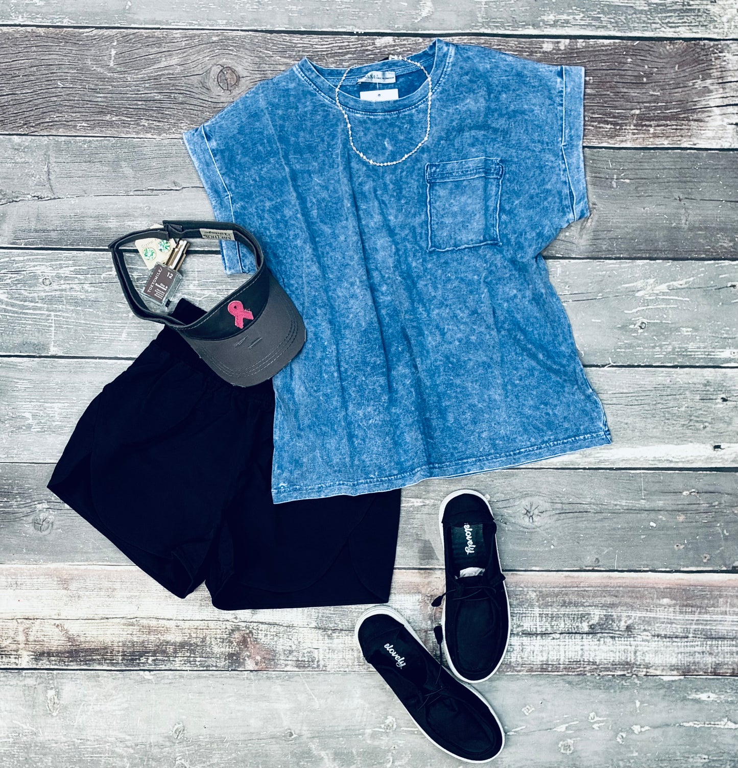 Navy acid wash tee