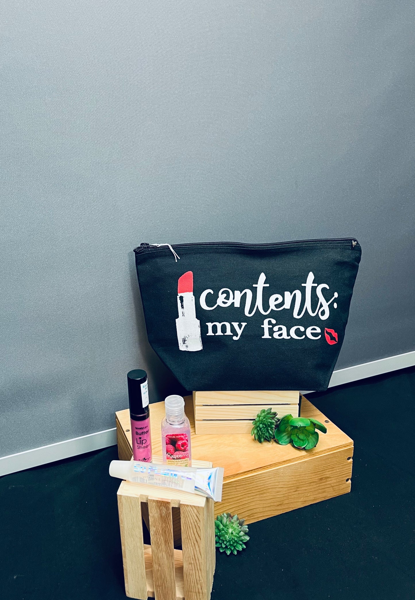 Snarky bag contents: my face