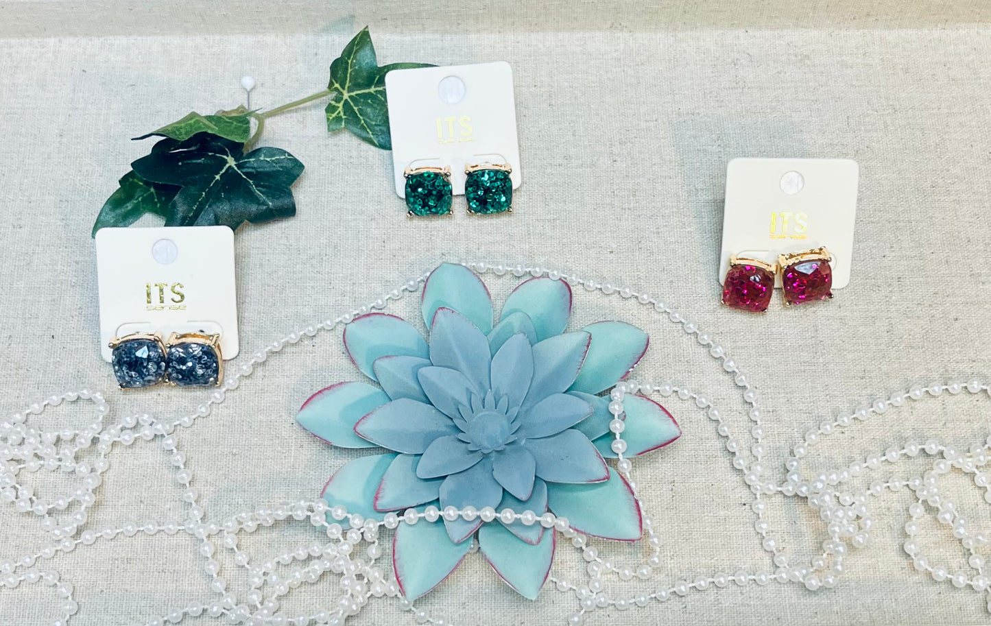 Chunky square stud earrings