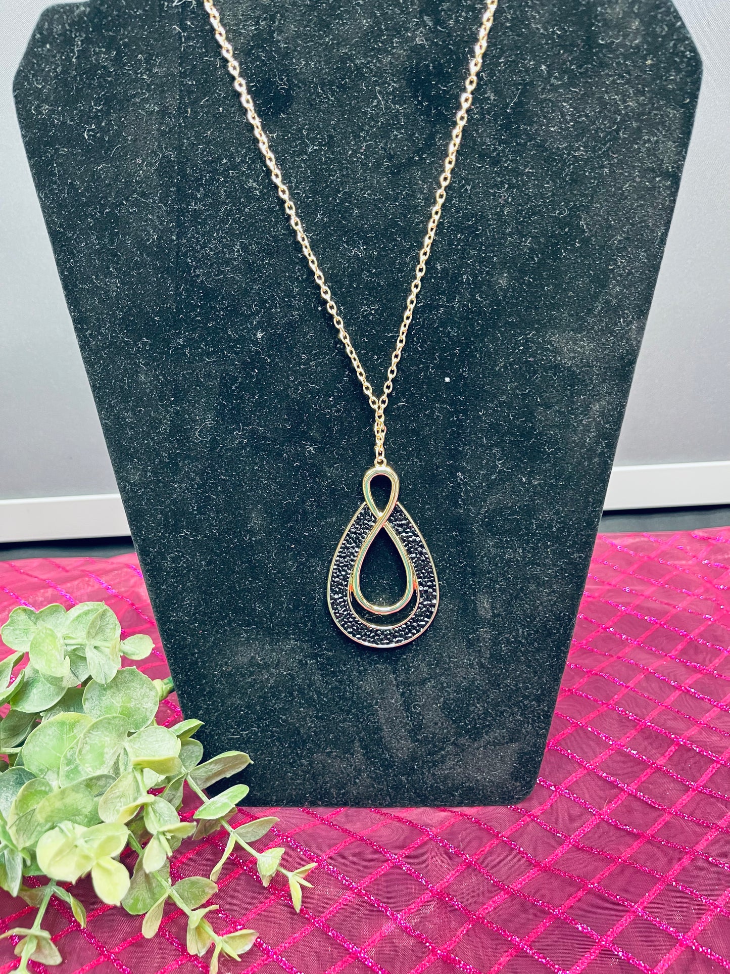 Infinity black or crystal necklace
