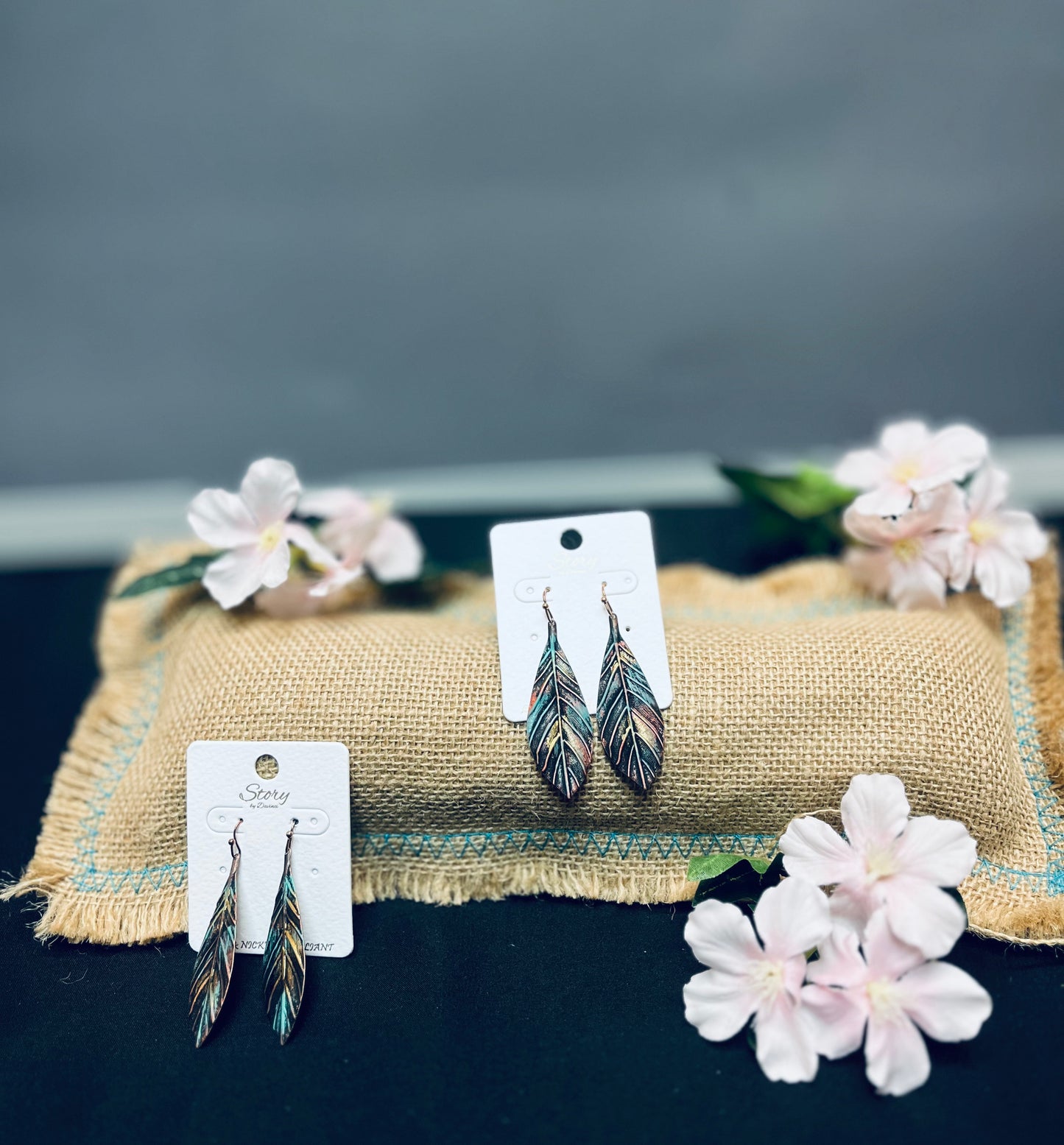 Feather multi color earrings