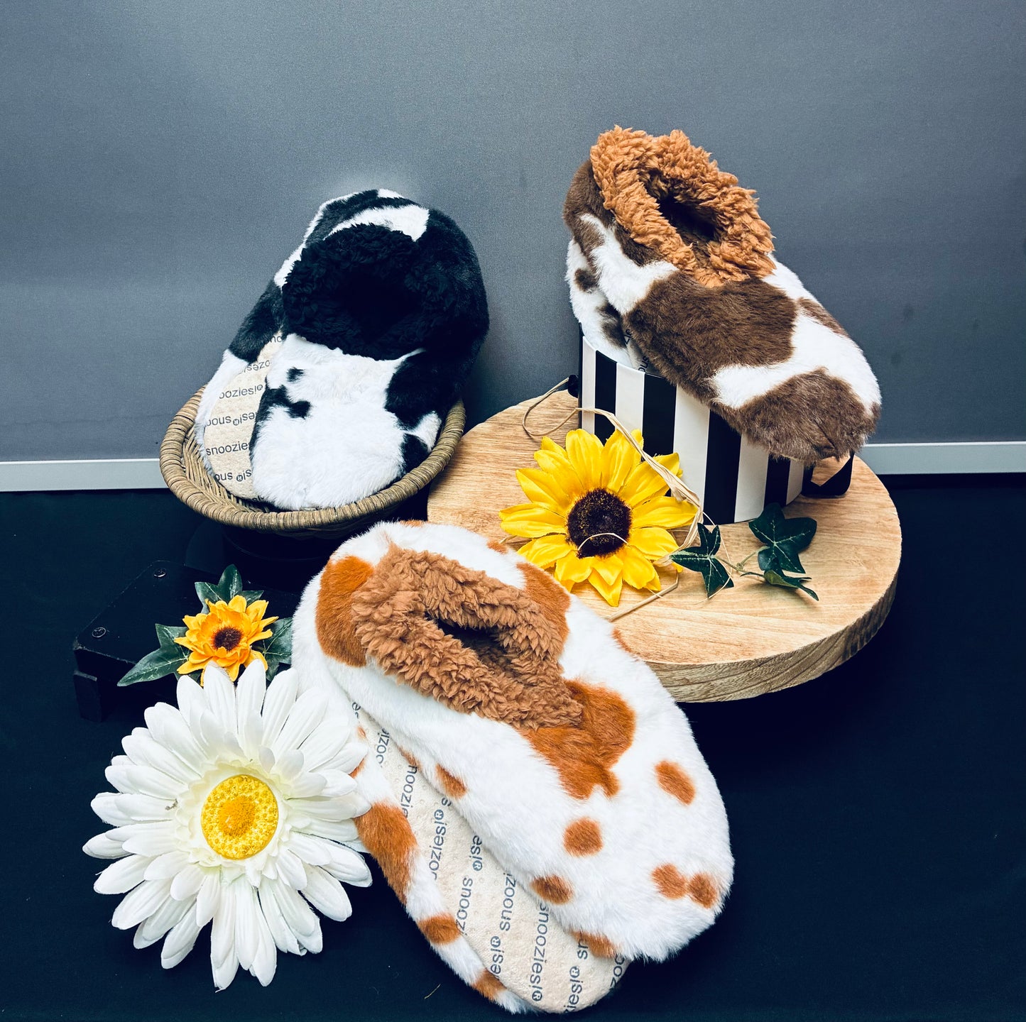 Cow Print Snoozie Slippers