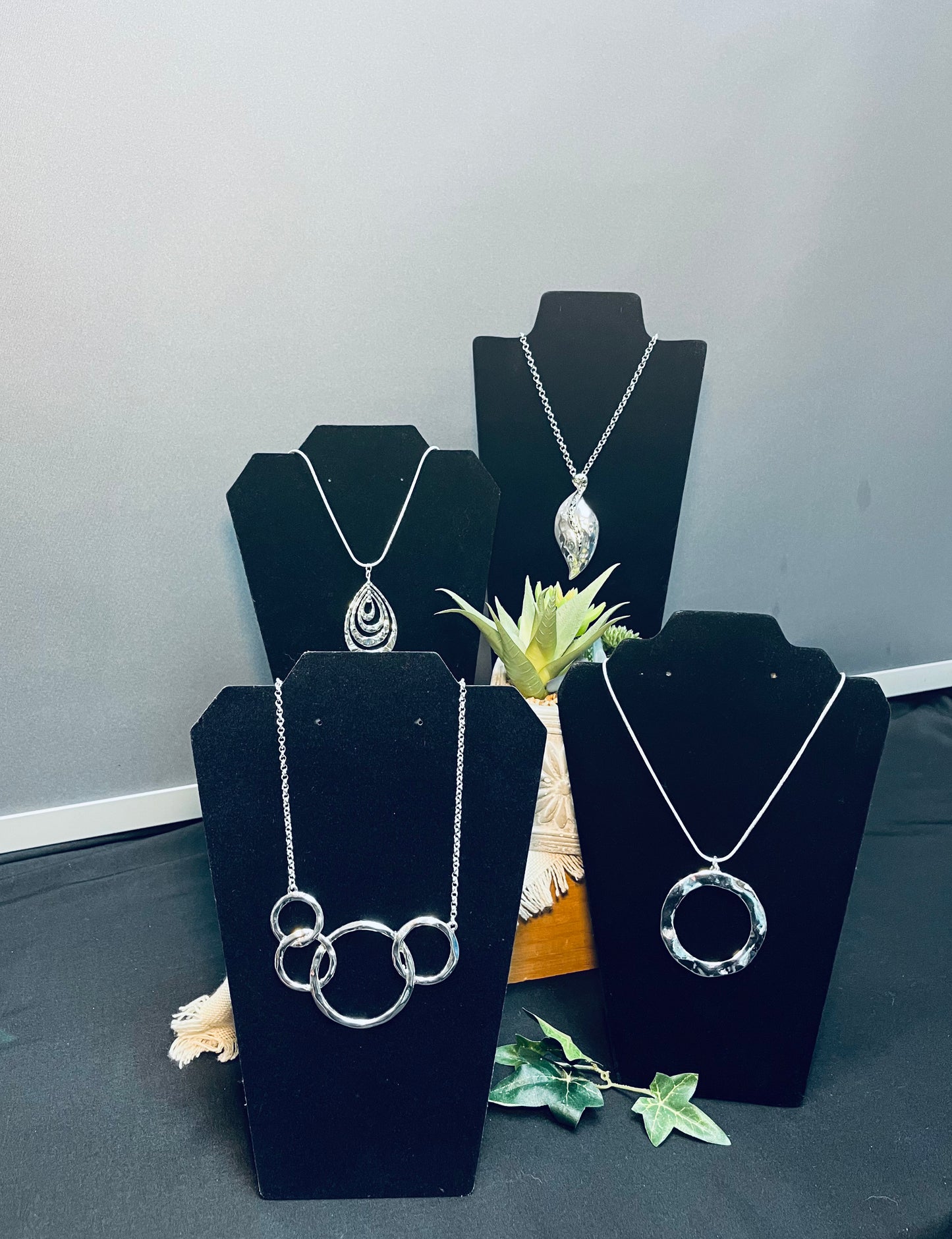 Rustic metal necklaces w/ earrings