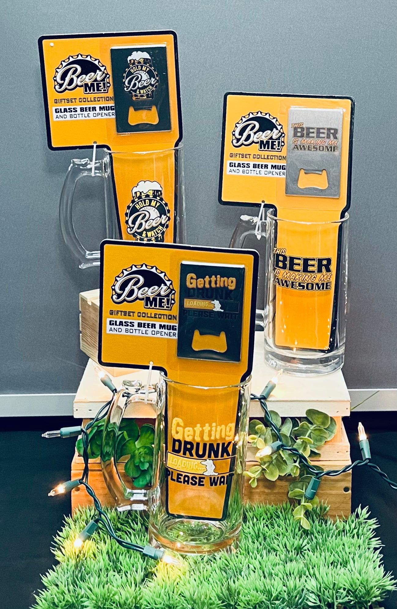Beer Me mug and bottle opener