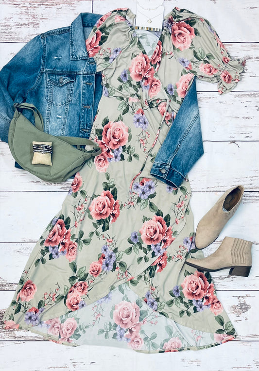 Taupe Floral dress