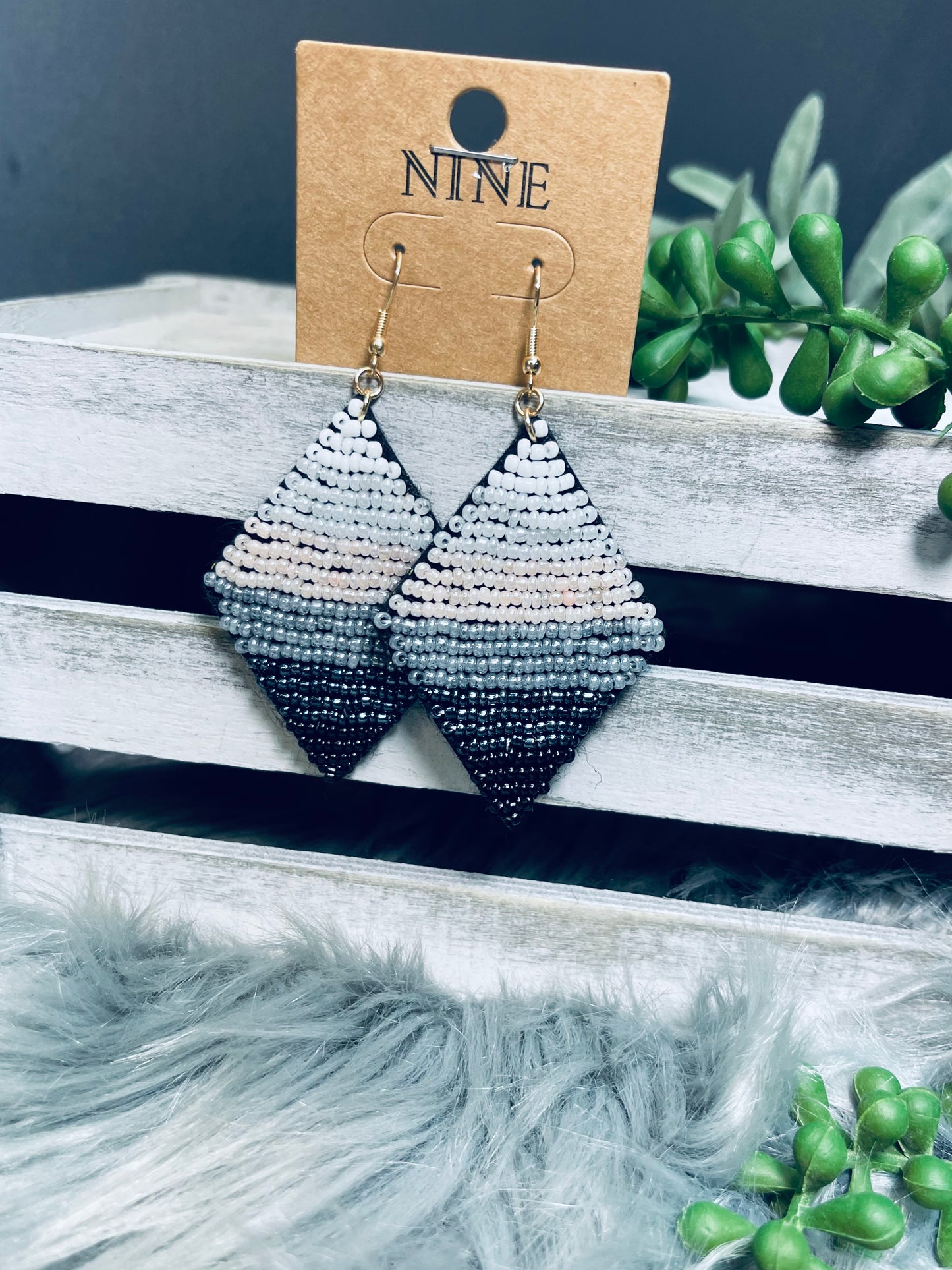 Beaded Triangle Earrings