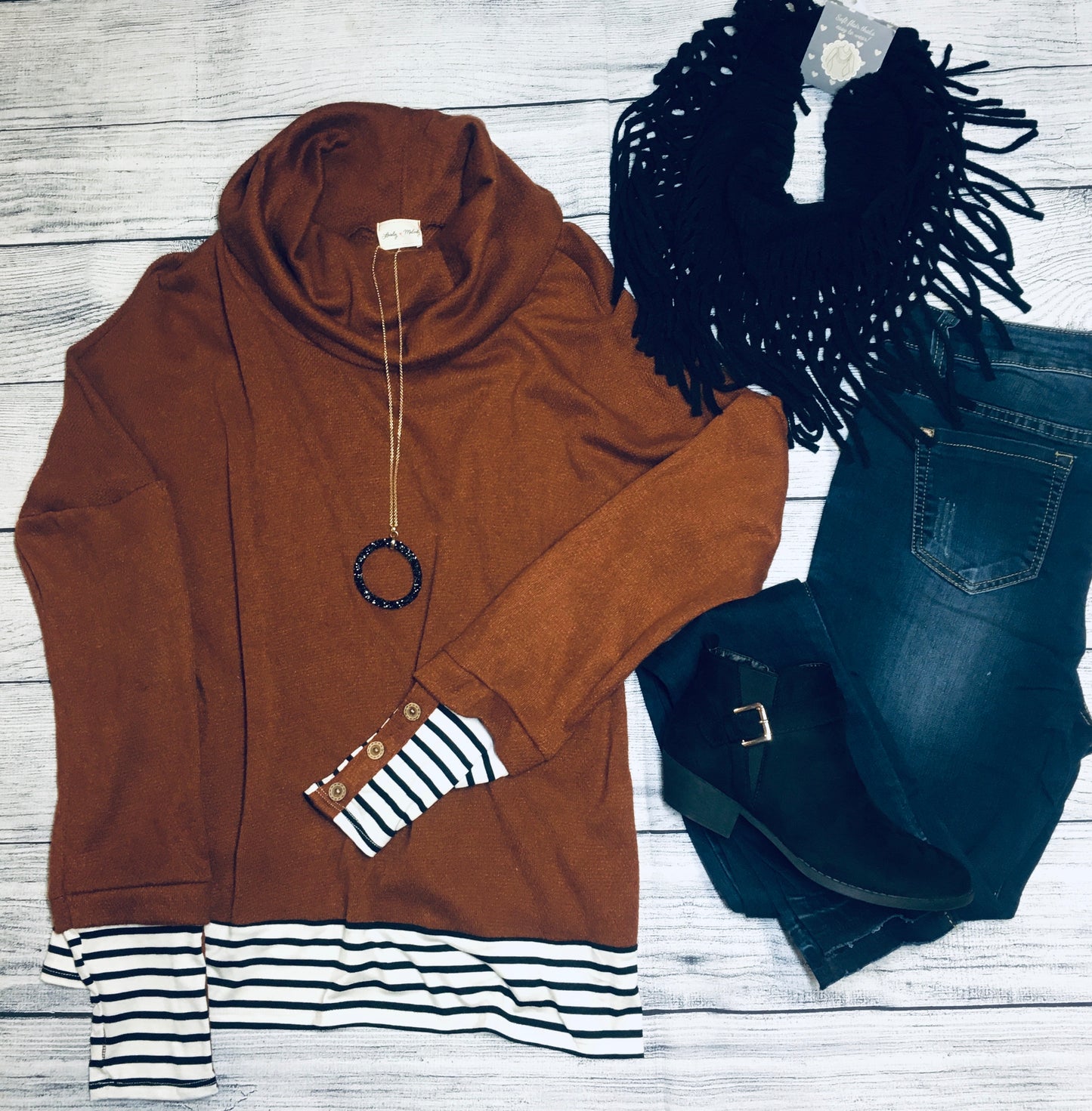 Rust cowl neck