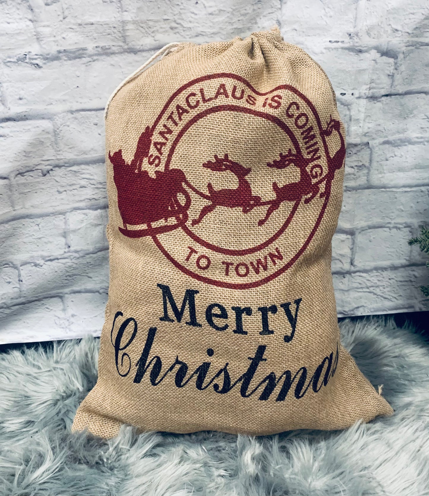 Decorative Santa Bag - Burlap