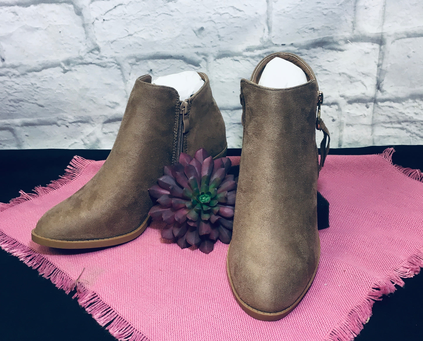 Taupe Suede Booties