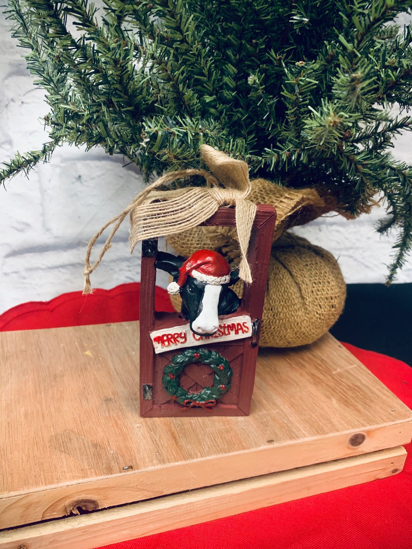 Cow in Barn Door Ornament