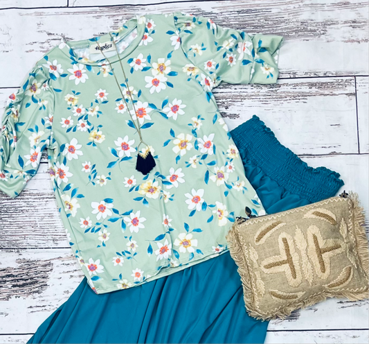 Sage floral top