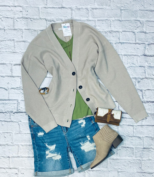Mushroom brown cardigan with buttons