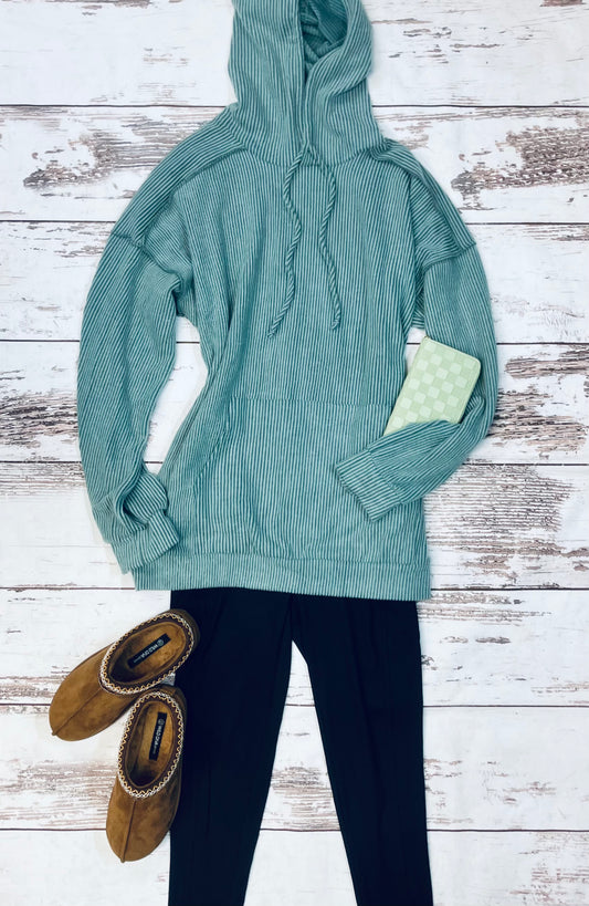 Teal sweater with hood