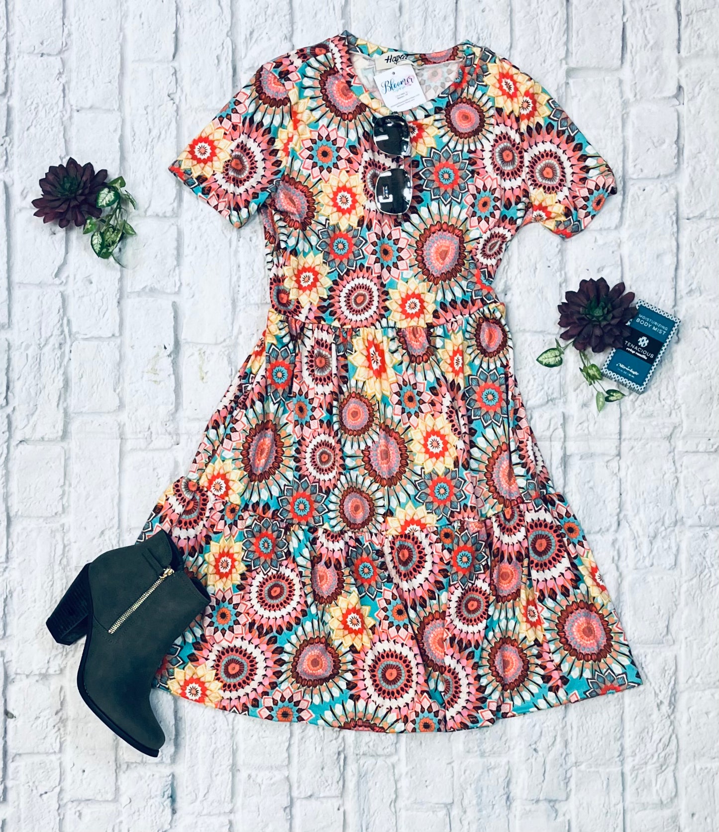 70s floral pattern dress