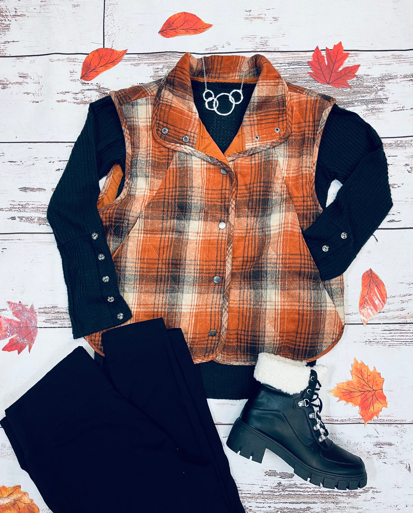 Quilted plaid vest