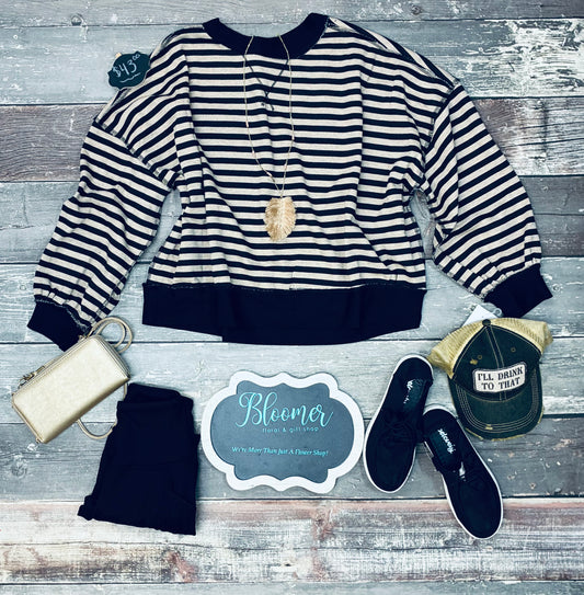Tan & Black stripe Sweatshirt