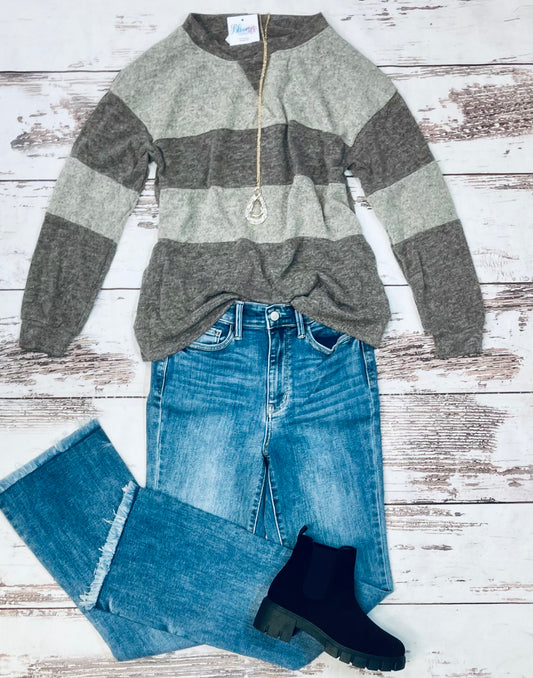Striped taupe sweater