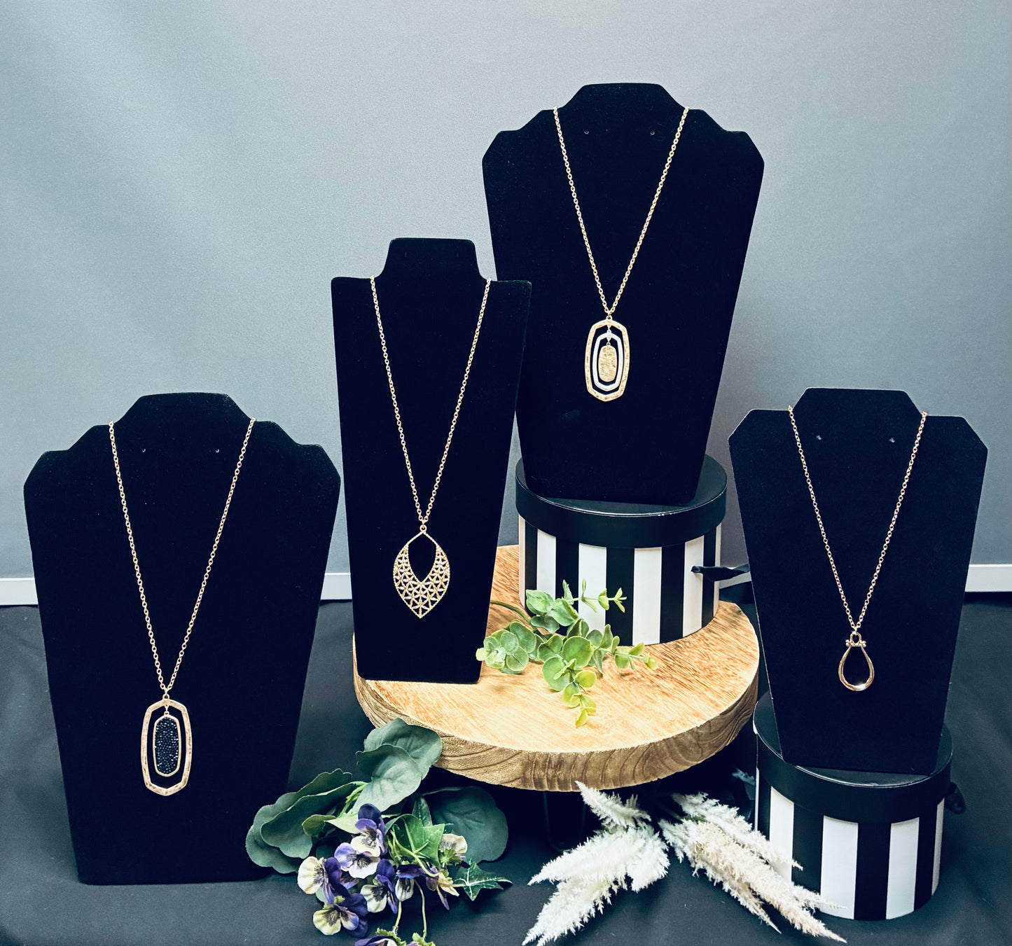 Long gold necklaces