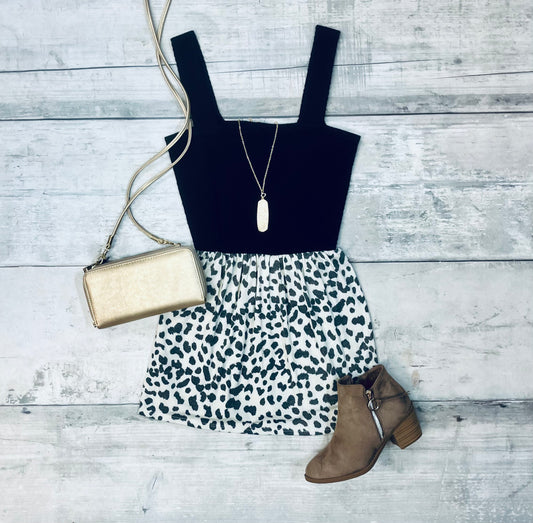 Wide strap animal print smock tank