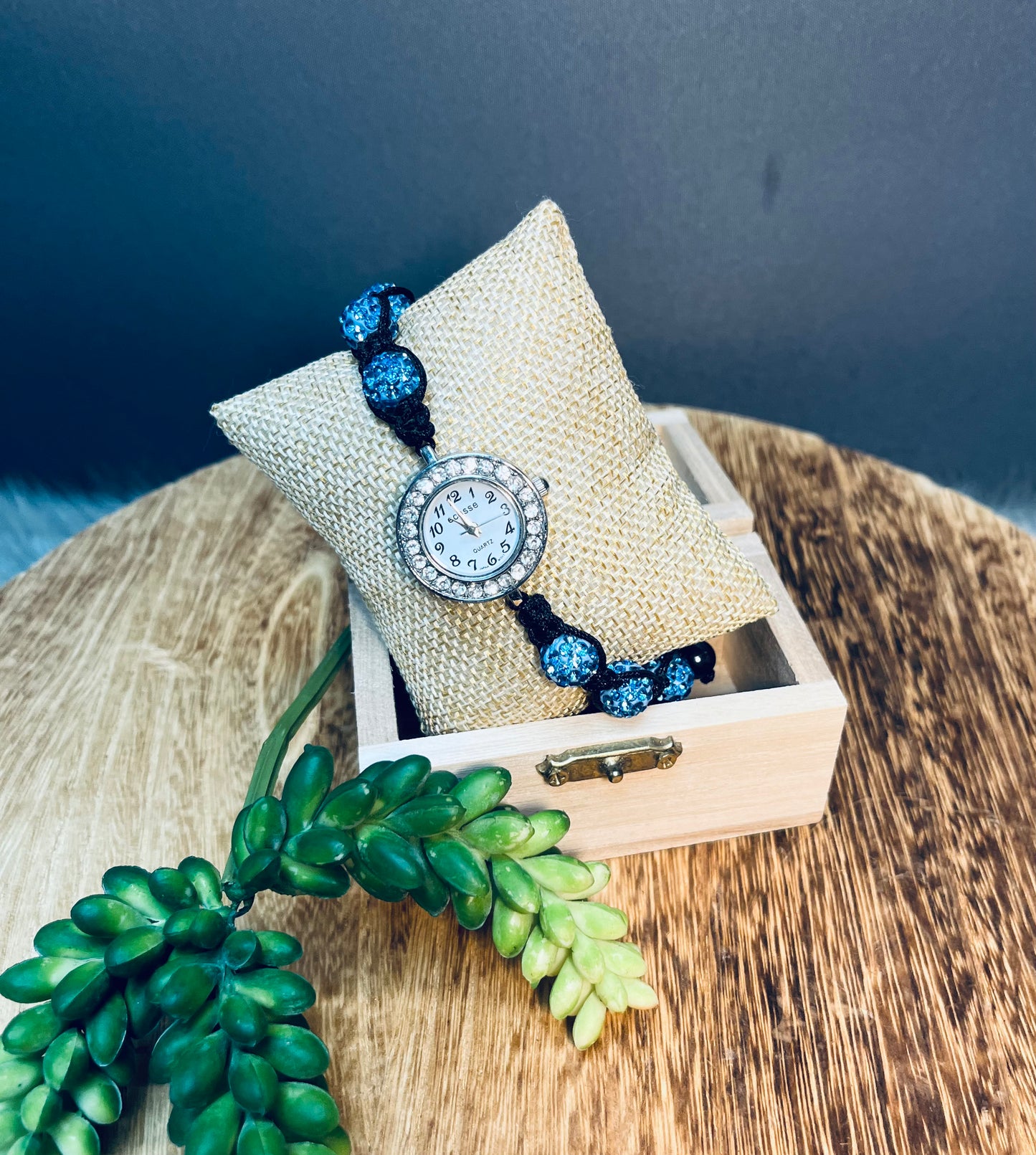 Watch with blue beads