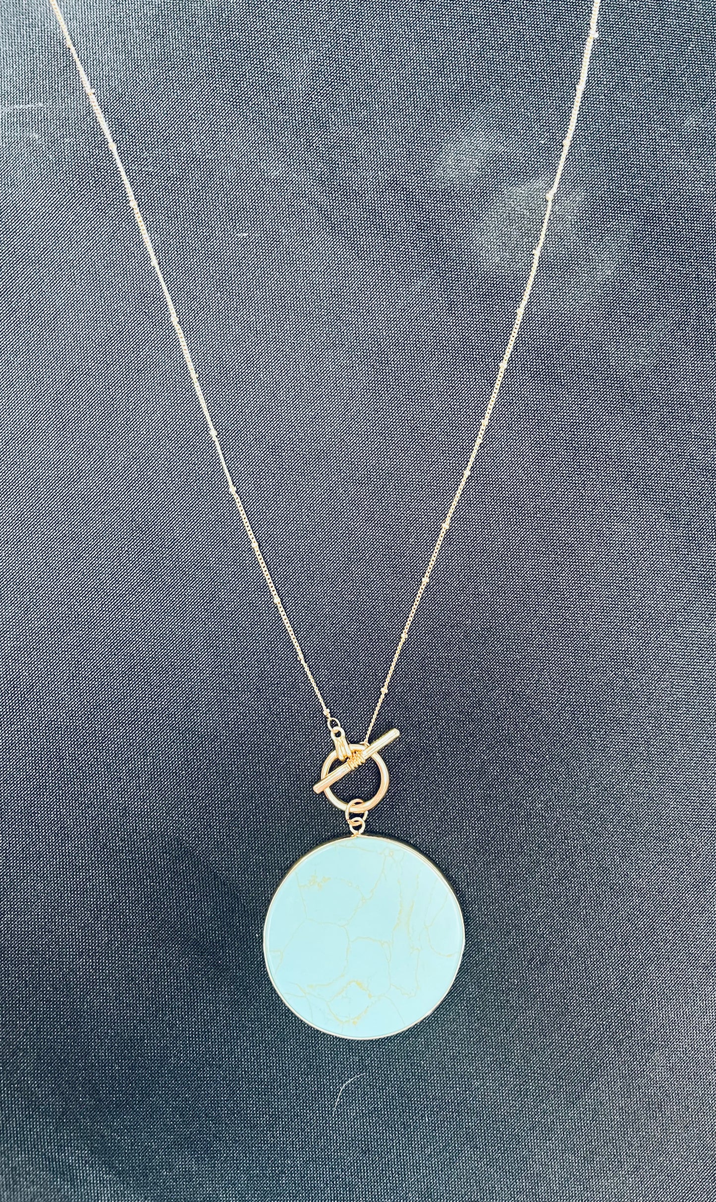 Faux leather turquoise necklace