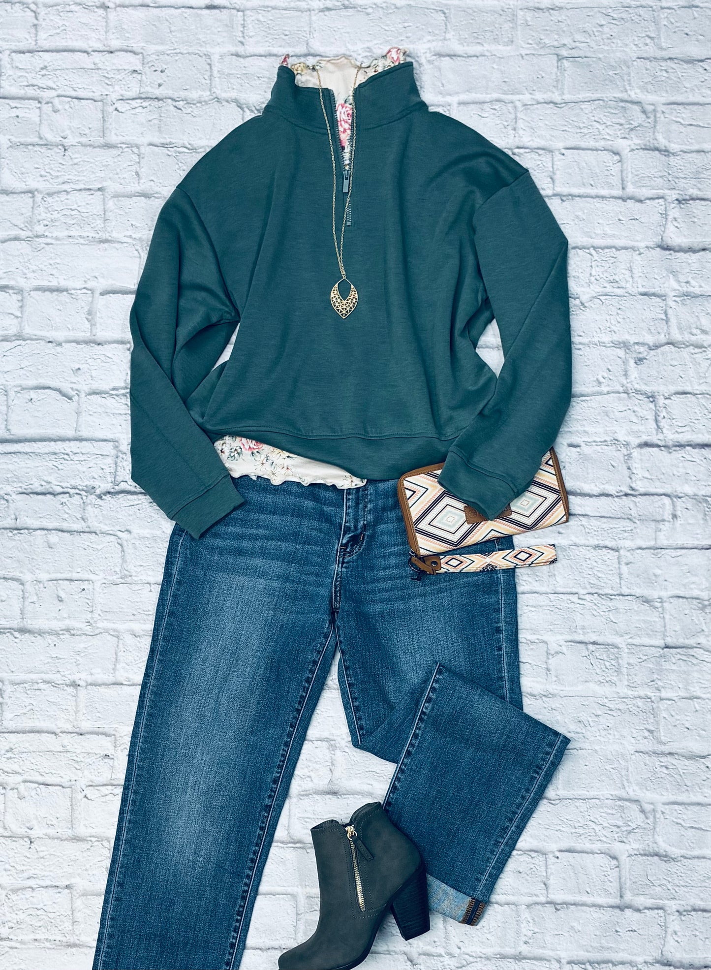 Dusty teal quarter zip