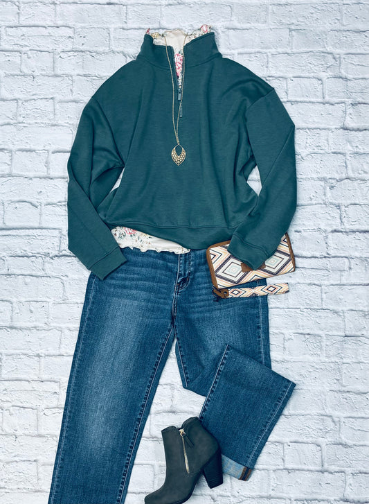 Dusty teal quarter zip