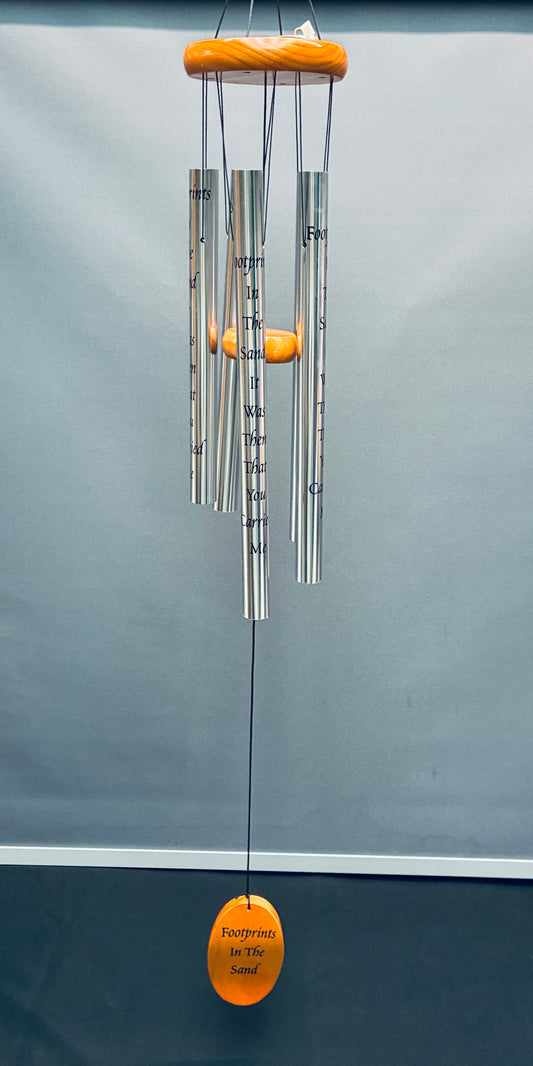 Footprints in the sand chime w/ wood accents