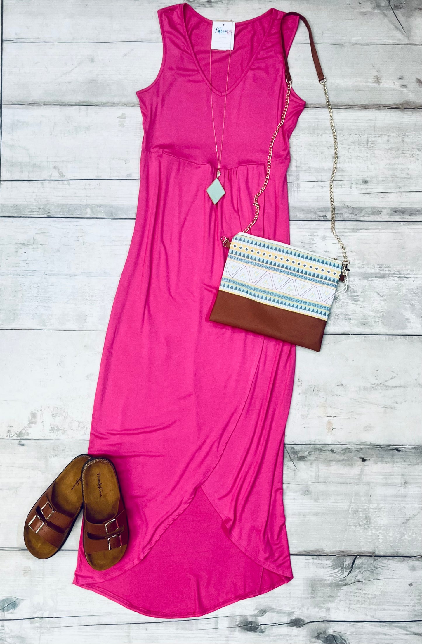 Fushia tulip hem maxi dress
