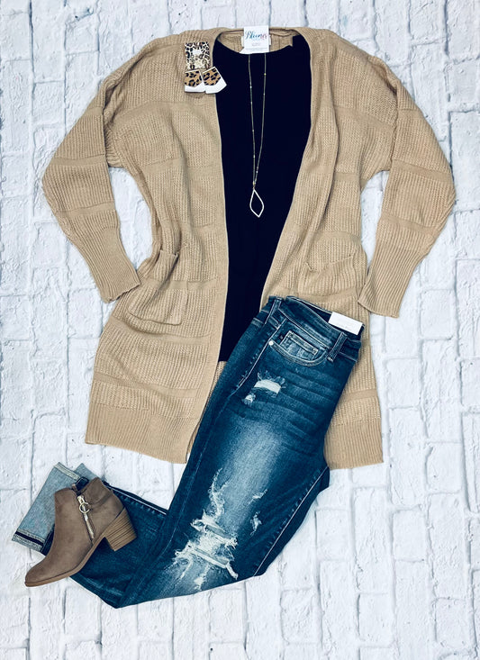 Taupe knit cardigan