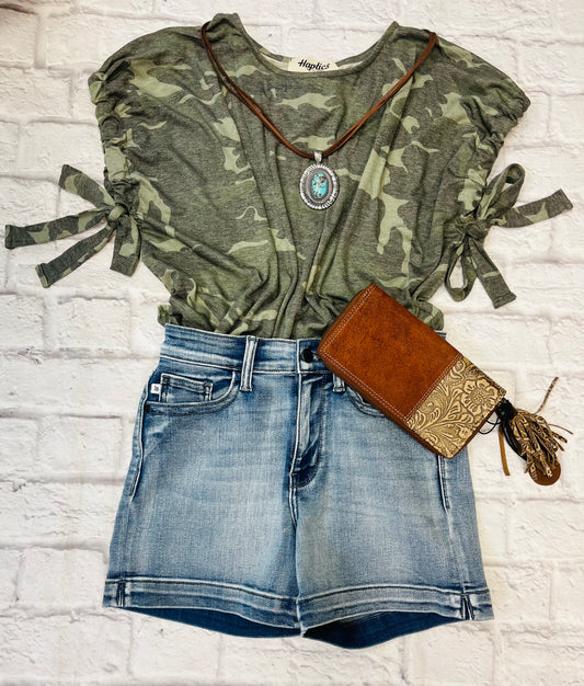 Camo Shirt w/ Bow Tied Sleeves