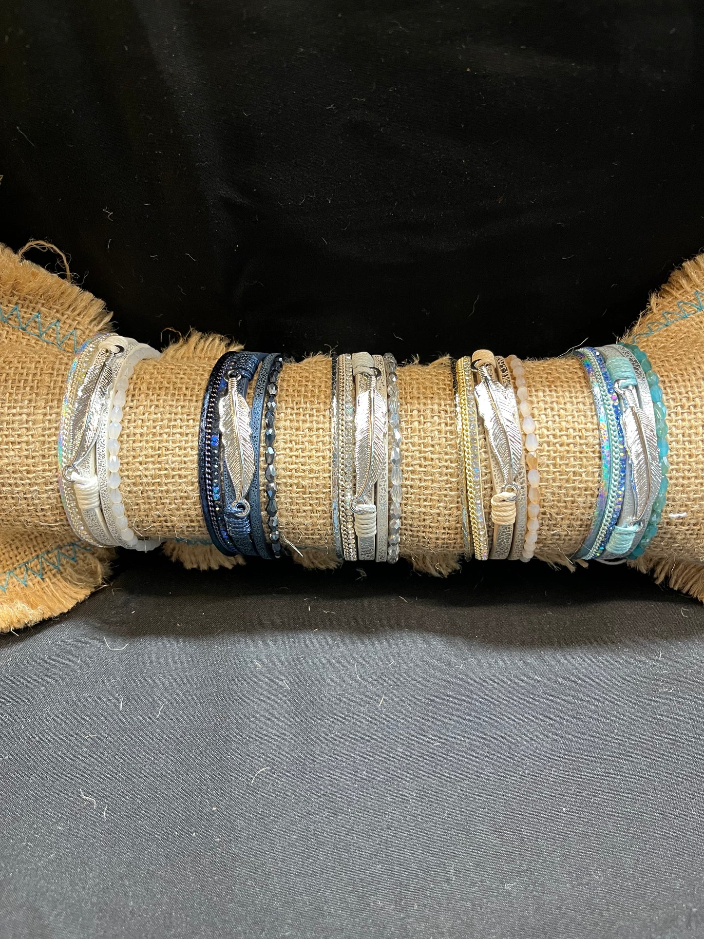 Magnetic bracelets with feather