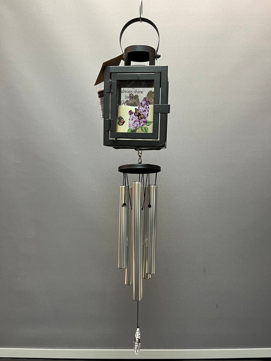 Butterflies and lilacs hanging lantern windchime