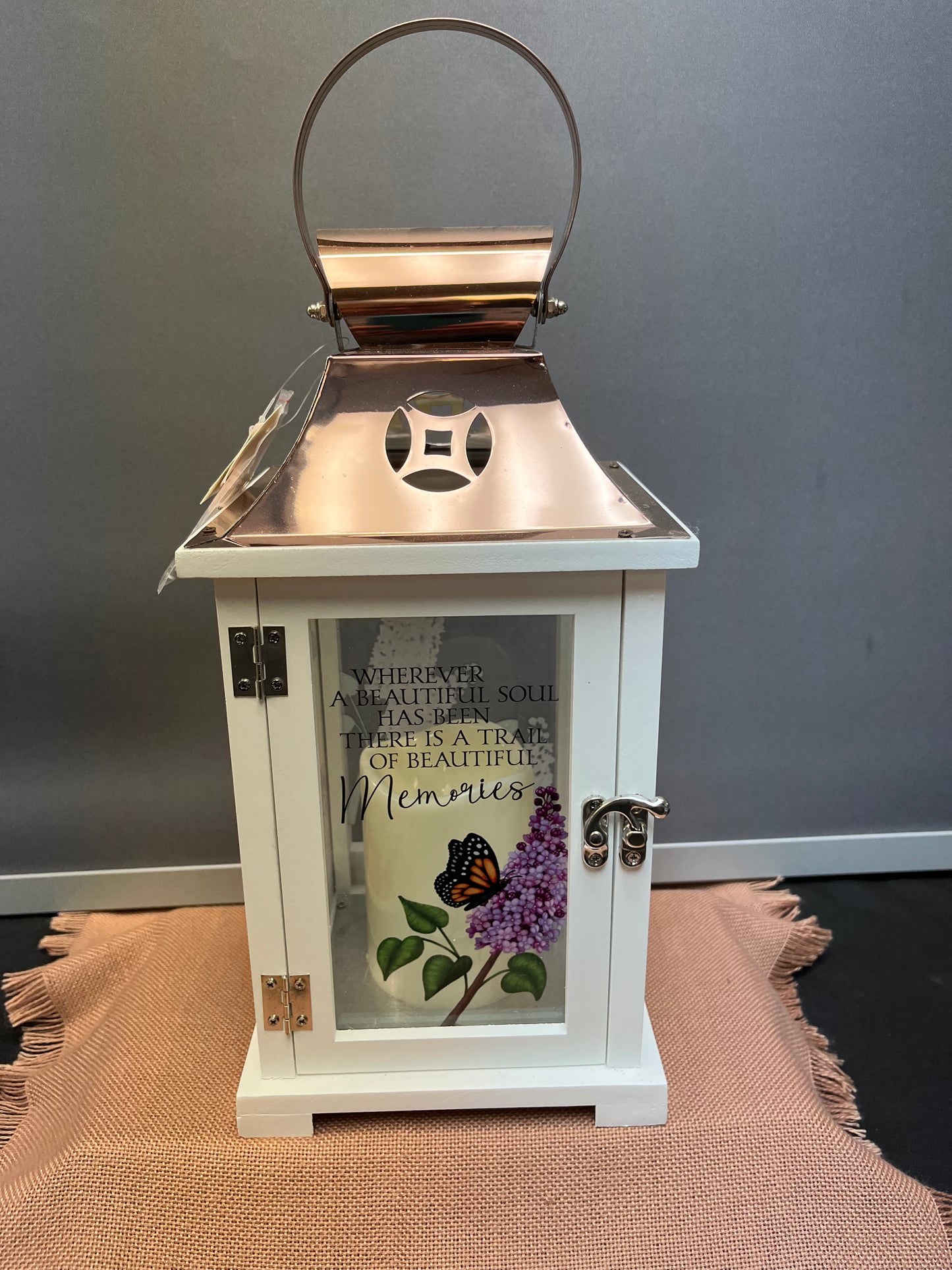Butterflies and lilacs small lantern