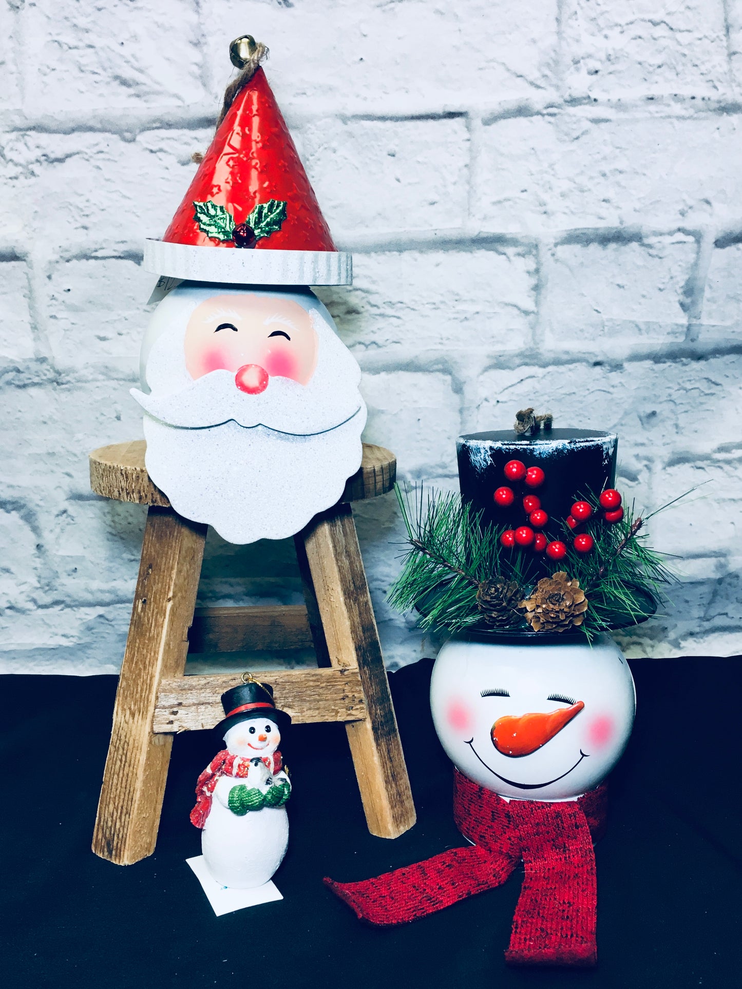 Santa & Snowman Tin Head