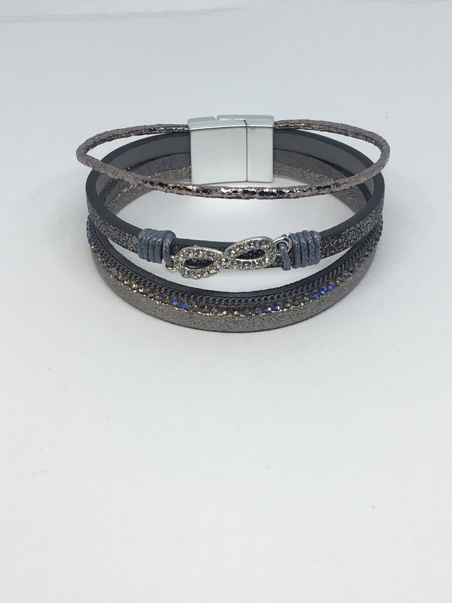 Gray\bronze infinity double bracelet