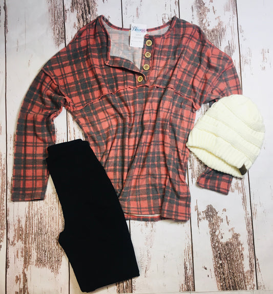 Cashmere Feel Buffalo Plaid long sleeve