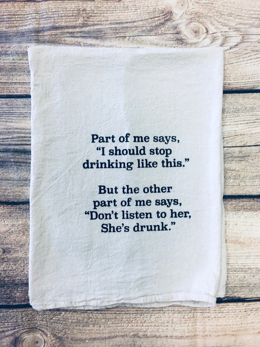 She’s drunk kitchen towel