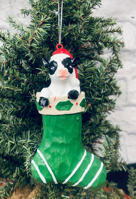 Cow in Stocking Ornament