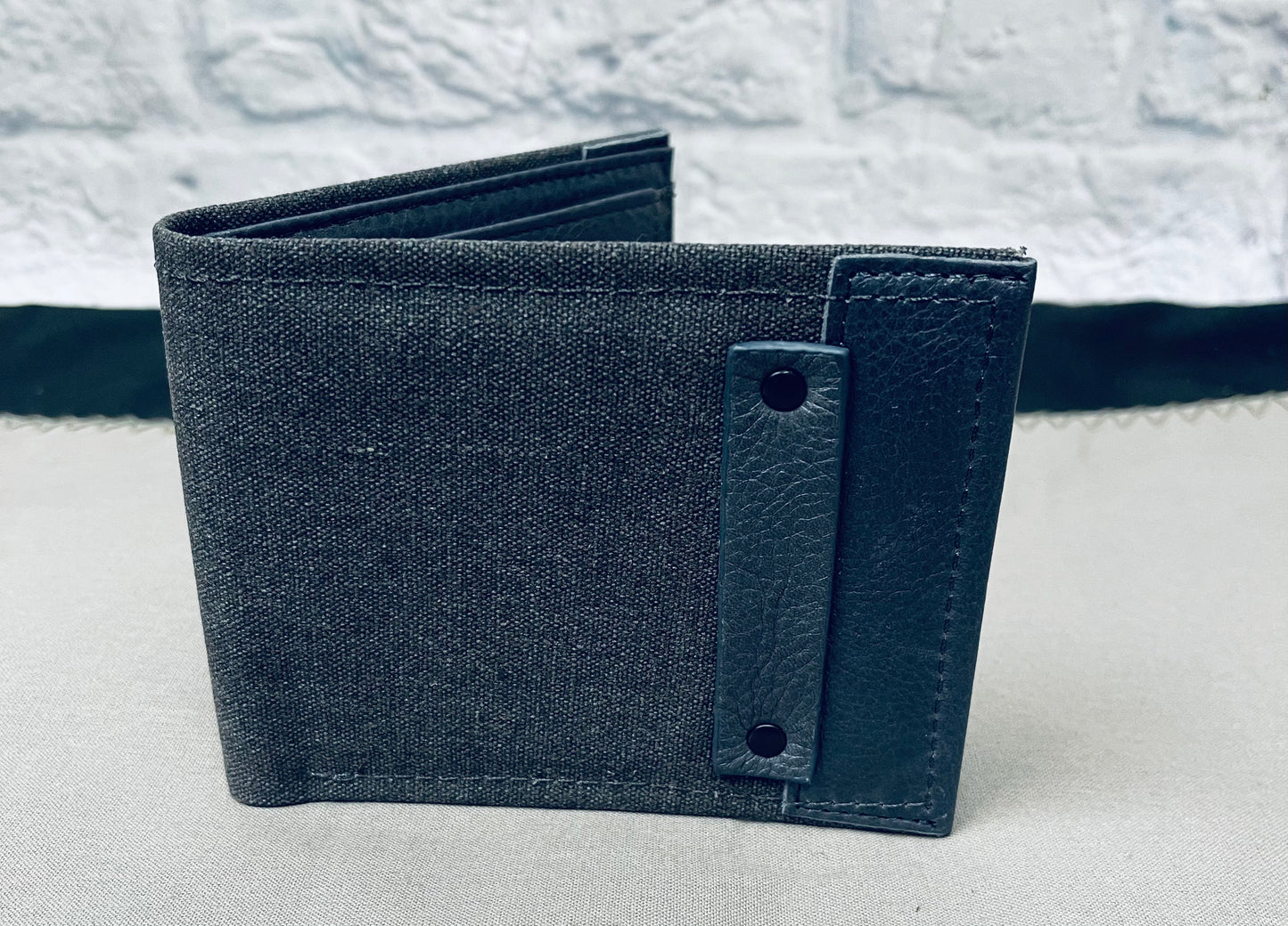 Gray Wallet w/faux leather accent