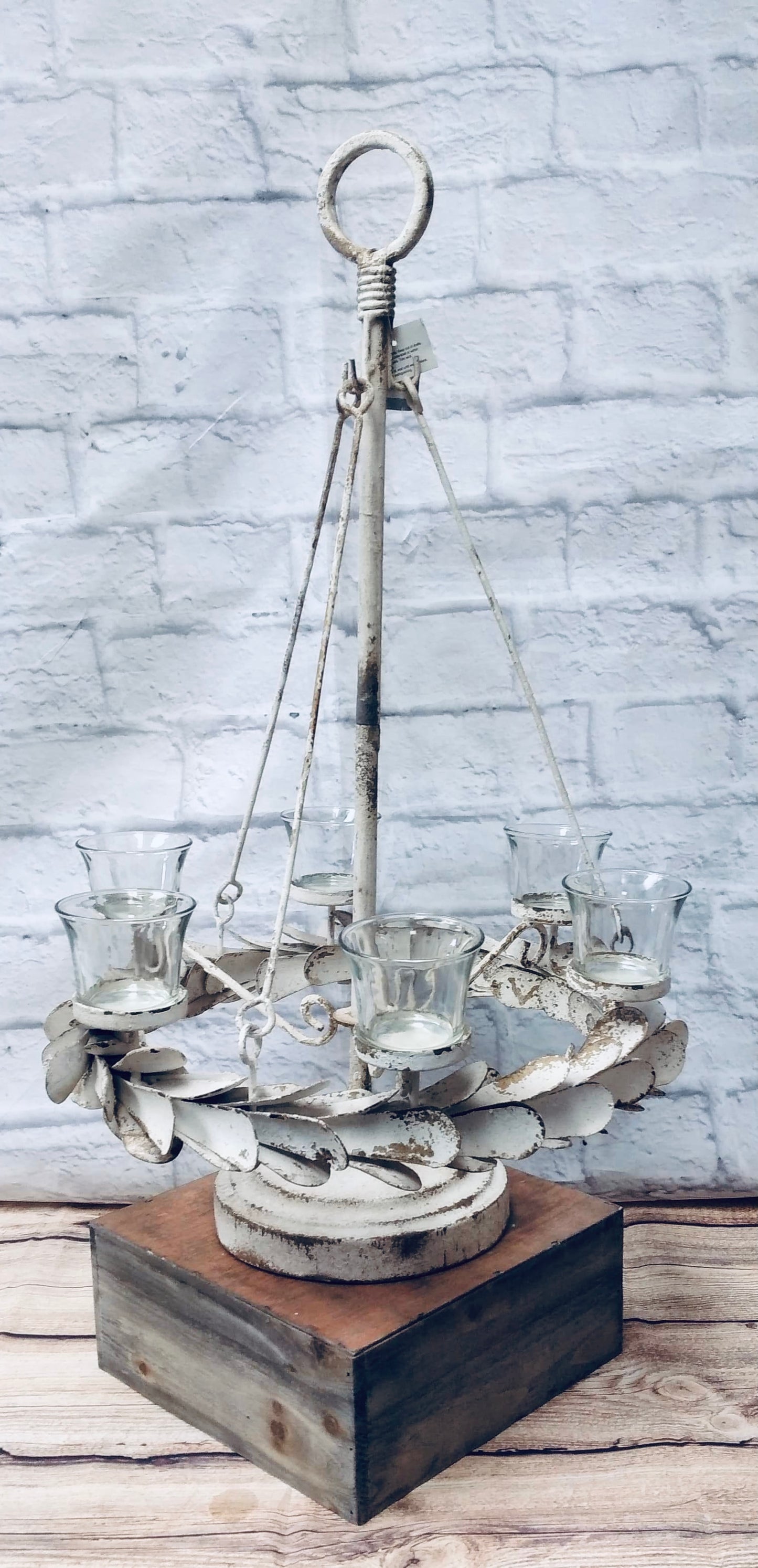 White Rustic Candle Holder