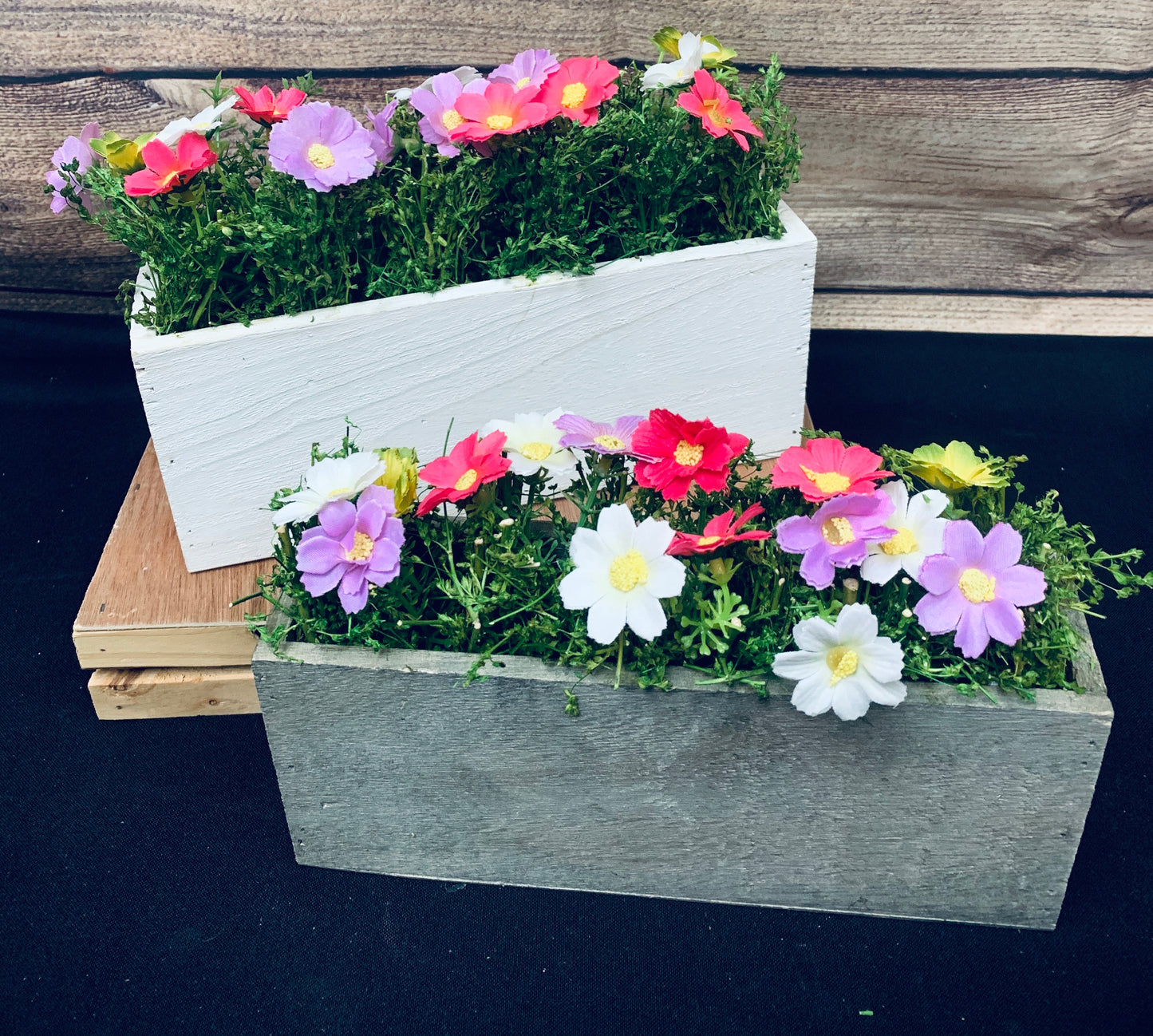 Small wooden flower boxes