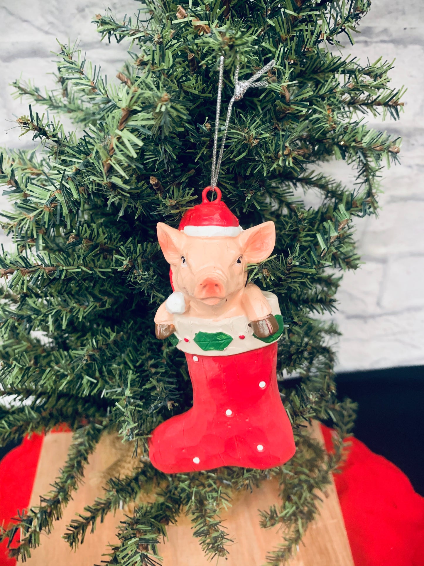 Pig in Stocking Ornament