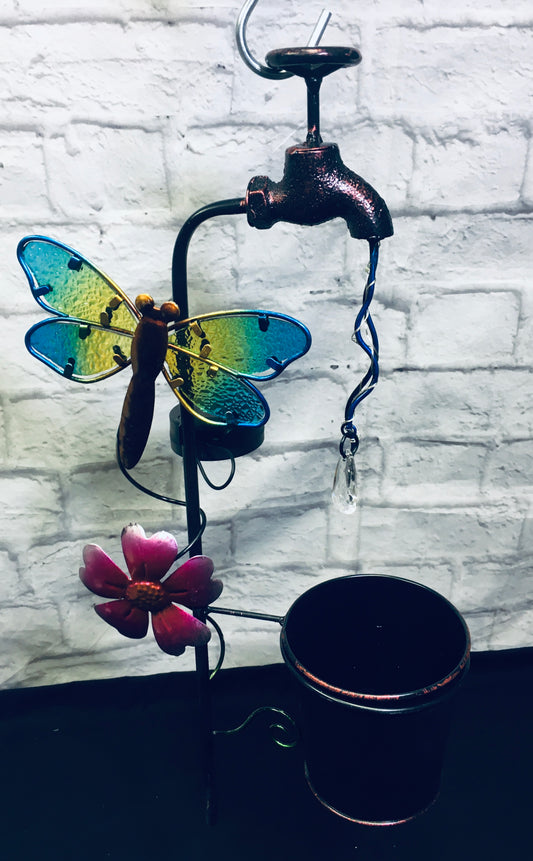 Dragonfly Bucket Garden Stake